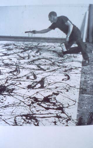 Jackson Pollock en su taller. Fotografía de Namuth.
